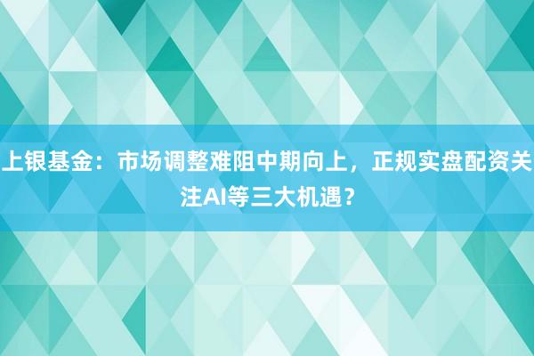 上银基金：市场调整难阻中期向上，正规实盘配资关注AI等三大机遇？
