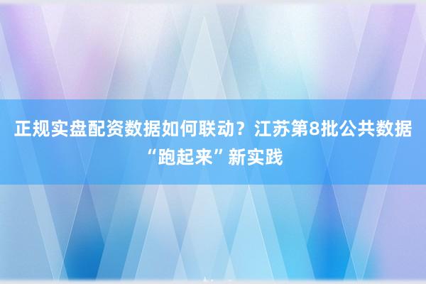 正规实盘配资数据如何联动？江苏第8批公共数据“跑起来”新实践