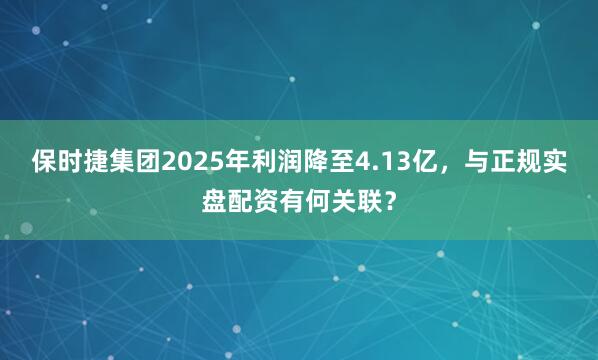 保时捷集团2025年利润降至4.13亿，与正规实盘配资有何关联？