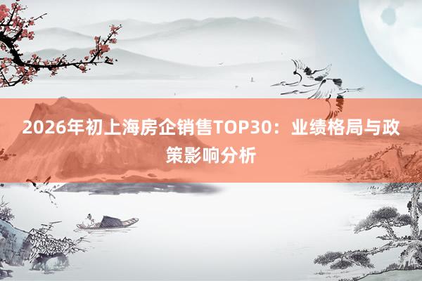2026年初上海房企销售TOP30：业绩格局与政策影响分析