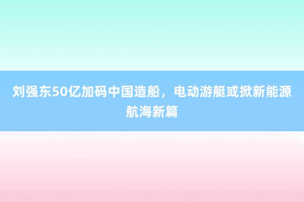 刘强东50亿加码中国造船，电动游艇或掀新能源航海新篇