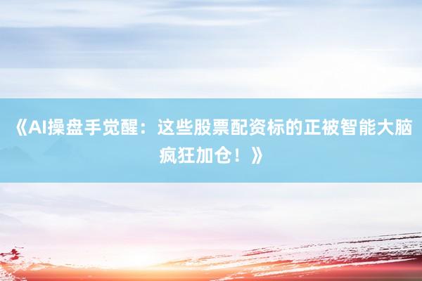 《AI操盘手觉醒：这些股票配资标的正被智能大脑疯狂加仓！》