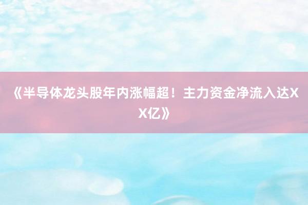 《半导体龙头股年内涨幅超！主力资金净流入达XX亿》
