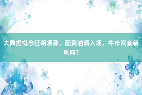 大数据概念狂飙领涨，配资汹涌入场，牛市资金新风向？
