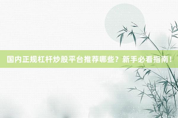 国内正规杠杆炒股平台推荐哪些？新手必看指南！