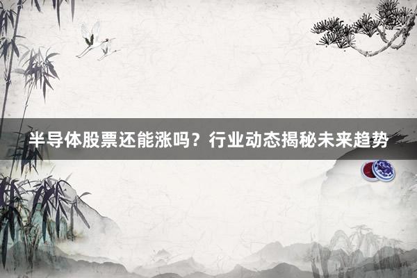 半导体股票还能涨吗？行业动态揭秘未来趋势