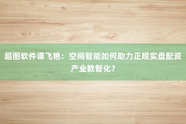 超图软件谭飞艳：空间智能如何助力正规实盘配资产业数智化？